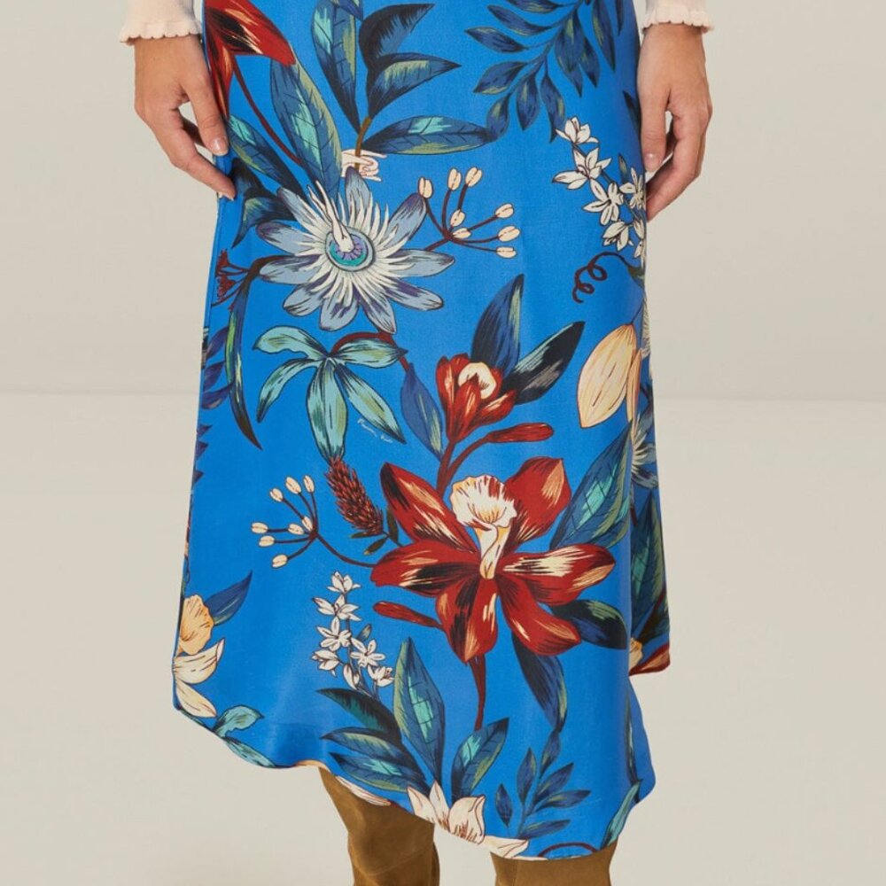 Blue Surreal Flowers Lenzing™ Ecovero™ Midi Skirt - Picture 2 of 8